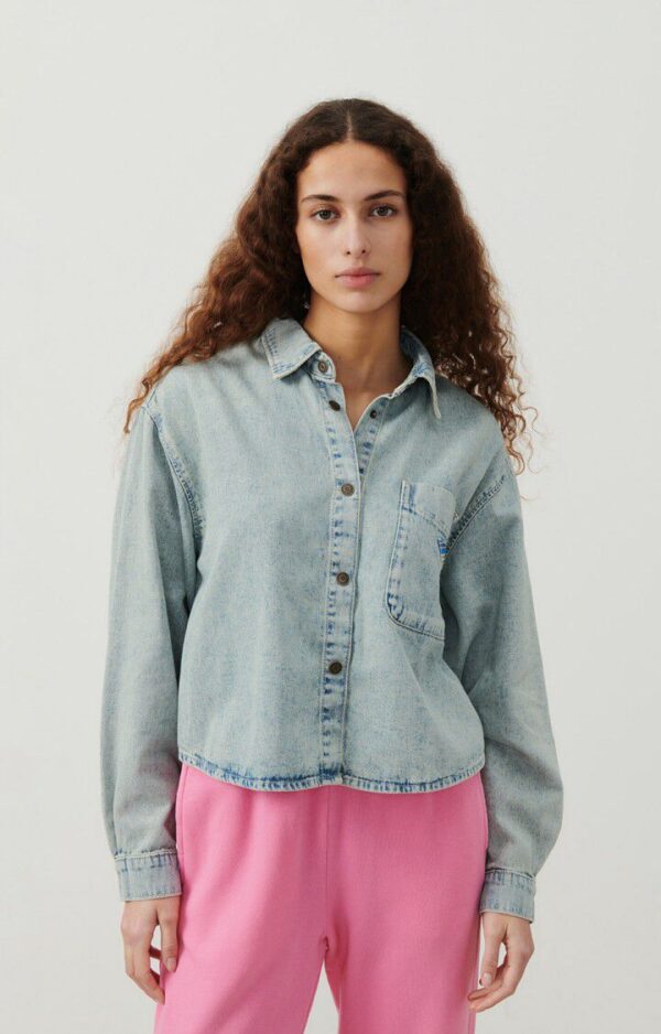 BAWEŁNIANA LEKKA KOSZULA JEANS AMERICAN VINTAGE-wyprzedaż