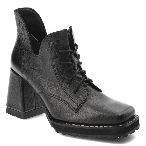 Czarne Botki Exquisite Modne Skórzane Buty Damskie-wyprzedaż