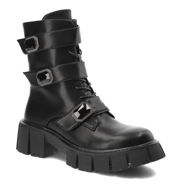 Czarne Botki S.Barski Modne Buty Damskie-wyprzedaż