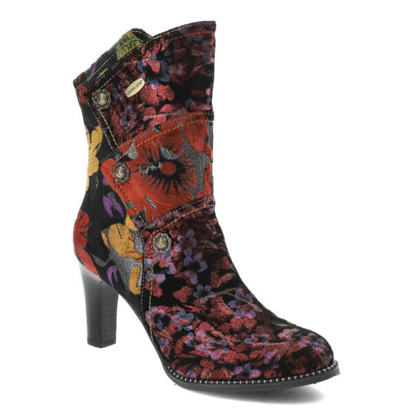Czerwone Botki Laura Vita Skórzane Eleganckie Buty Na Obcasie-wyprzedaż