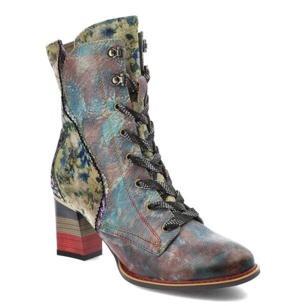 Niebieskie Botki Laura Vita Stylowe Buty Na Obcasie-wyprzedaż