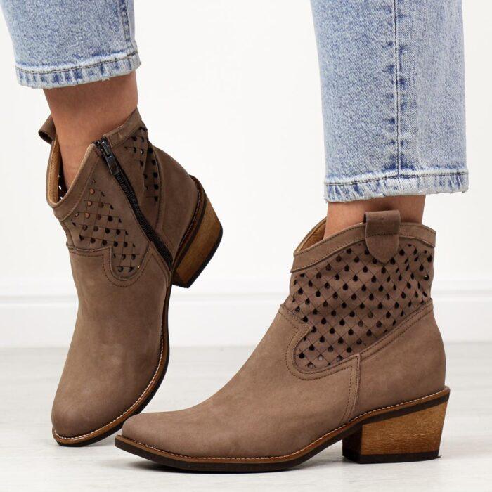 Skórzane Polskie botki damskie