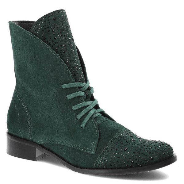 Zielone Botki Exquisite Damskie Stylowe Obuwie-wyprzedaż