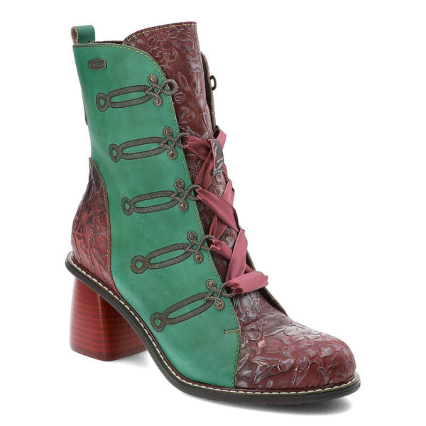 Zielone Botki Laura Vita Eleganckie Buty Na Obcasie-wyprzedaż