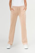JUICY COUTURE Beżowe spodnie Del Ray-wyprzedaż
