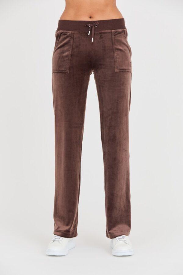 JUICY COUTURE Brązowe spodnie Del Ray Pocket Pant-wyprzedaż