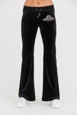 JUICY COUTURE Czarne spodnie Arched Metallic Layla-wyprzedaż
