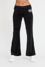JUICY COUTURE Czarne spodnie Heritage Dog Crest Kaisa Trackpant-wyprzedaż