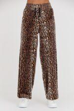 JUICY COUTURE Spodnie dresowe Bexley Leopard Velour Track Pants-wyprzedaż