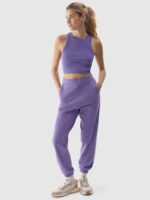 Spodnie dresowe joggery damskie - fioletowe-wyprzedaż