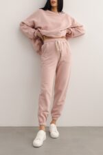 Spodnie dresowe typu jogger w kolorze DUSTY PINK - DRIPS-L-wyprzedaż
