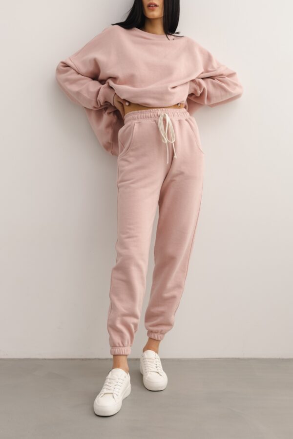 Spodnie dresowe typu jogger w kolorze DUSTY PINK - DRIPS-M-wyprzedaż