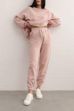 Spodnie dresowe typu jogger w kolorze DUSTY PINK - DRIPS-S-wyprzedaż