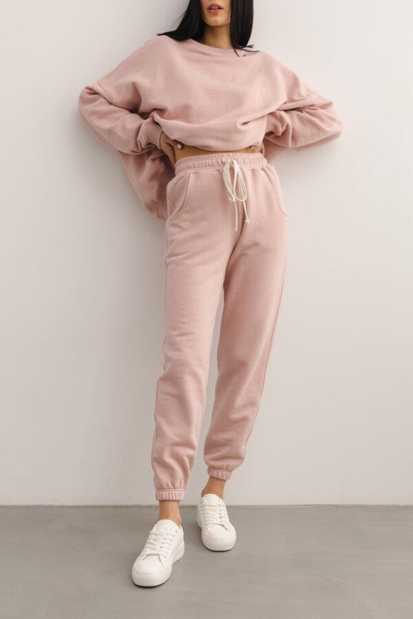 Spodnie dresowe typu jogger w kolorze DUSTY PINK - DRIPS-S-wyprzedaż