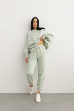 Spodnie dresowe typu jogger w kolorze MILKY GREEN - DRIPS-XS-wyprzedaż