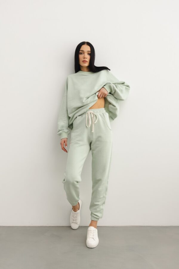 Spodnie dresowe typu jogger w kolorze MILKY GREEN - DRIPS-XS-wyprzedaż