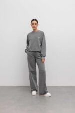 Spodnie dresowe z szeroką nogawką w kolorze GRAPHITE MELANGE - COMFIES-XL-wyprzedaż