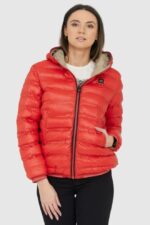BLAUER Pomarańczowo-beżowa dwustronna kurtka Stella reversible down jacket-wyprzedaż