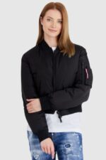 DSQUARED2 Czarna kurtka damska icon bomber-wyprzedaż