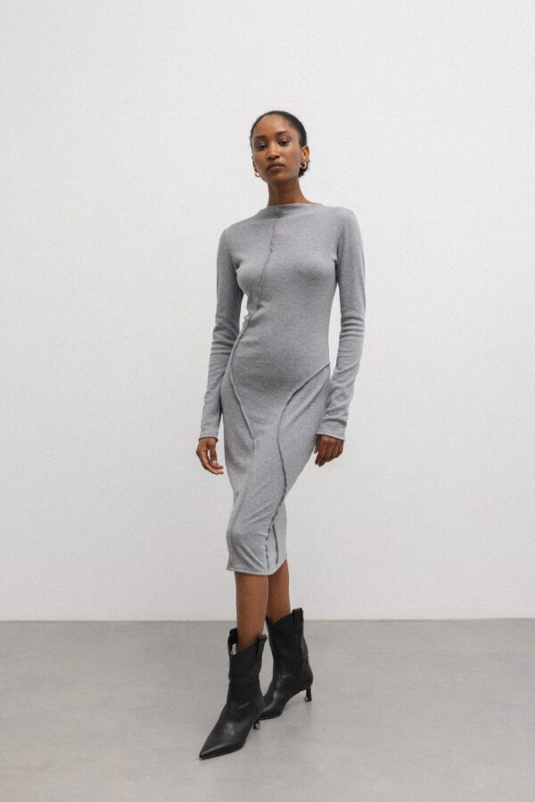Dopasowana sukienka MAXI w kolorze CLASSIC GREY interlock- SLEEKNESS-S/M-wyprzedaż