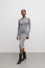 Dopasowana sukienka MAXI w kolorze CLASSIC GREY interlock- SLEEKNESS-XS/S-wyprzedaż