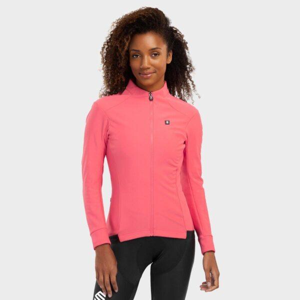 Kobieta Kolarstwo Damska kurtka rowerowa softshell J1 Breakaway Neonowy Koral-wyprzedaż