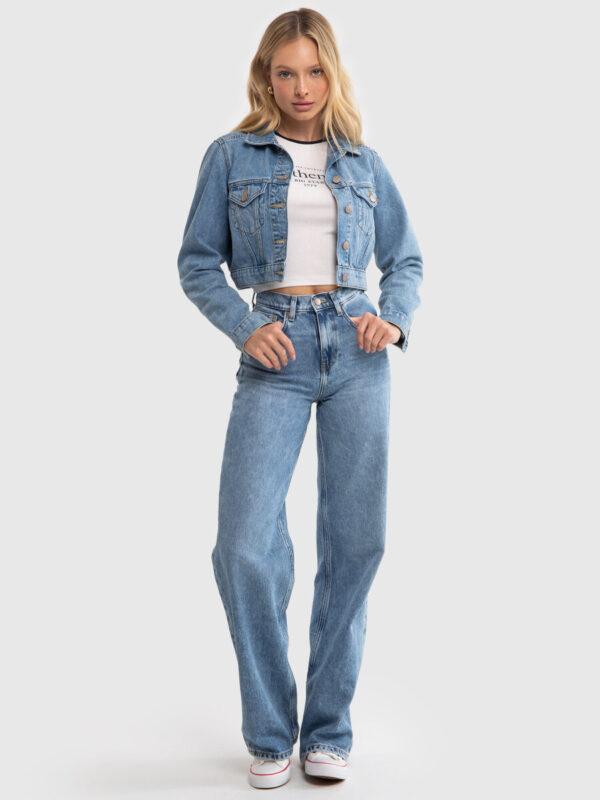 Kurtka damska jeansowa o krótkim fasonie z linii Authentic niebieska Josea 206-wyprzedaż
