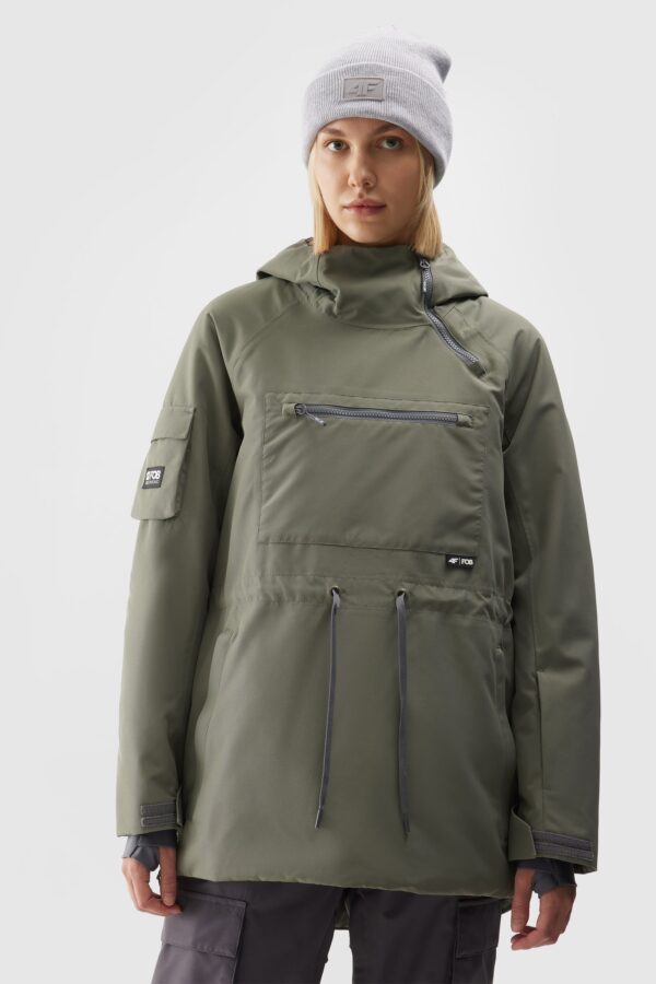 Kurtka snowboardowa anorak membrana 10000 damska - khaki-wyprzedaż