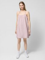 Sukienka oversize midi z bawełnianego muślinu - różowa-wyprzedaż