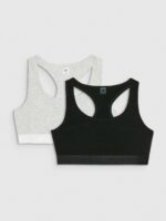 4F Biustonosz bawełniany z niskim wsparciem (2-pack) damski - multikolor L-wyprzedaż