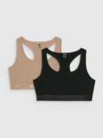 4F Biustonosz bawełniany z niskim wsparciem (2-pack) damski - multikolor M-wyprzedaż