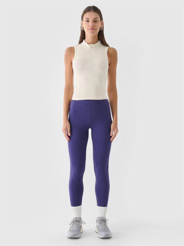 4F Legginsy dzianinowe damskie - granatowe XL-wyprzedaż
