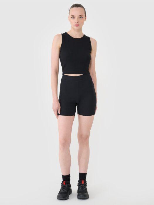 4F Legginsy krótkie dzianinowe damskie - czarne XL-wyprzedaż