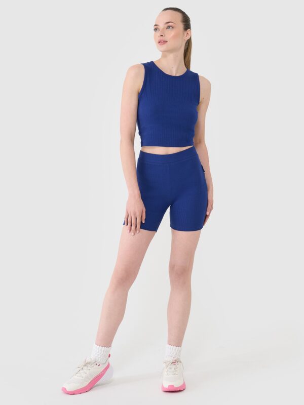4F Legginsy krótkie dzianinowe damskie - granatowe XL-wyprzedaż