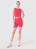 4F Legginsy krótkie dzianinowe damskie - różowe XL-wyprzedaż