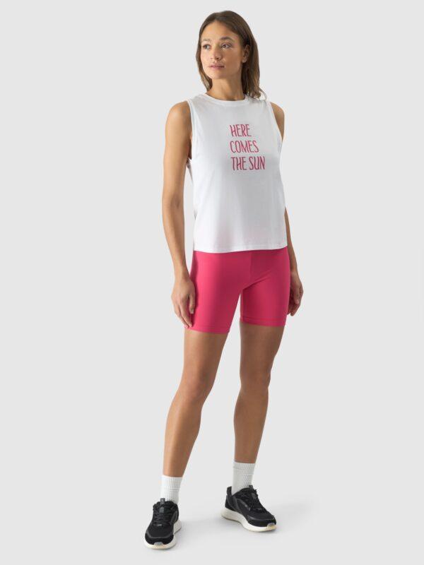 4F Legginsy krótkie z wysokim stanem damskie - różowe XXL-wyprzedaż