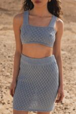 Ażurowa spódnica w kolorze BLUE MARINA - SICILY-S/M-wyprzedaż