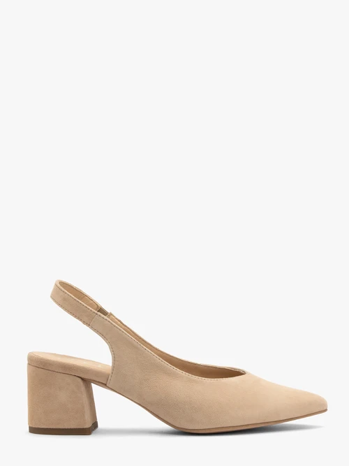 Beżowe czółenka slingback bez pięty-wyprzedaż