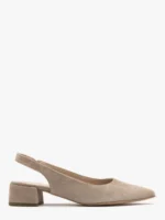 Beżowe czółenka z otwartą piętą typu slingback-wyprzedaż