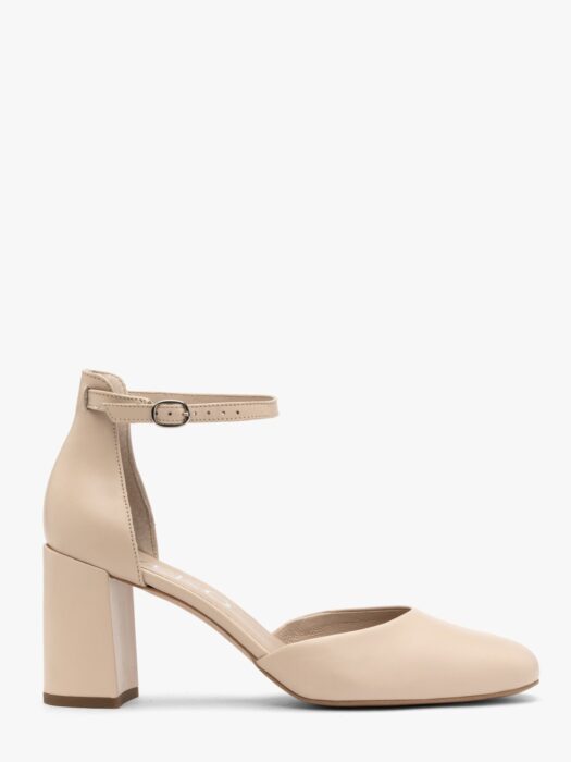 Beżowe czółenka z paskiem wokół kostki LUIZA-wyprzedaż