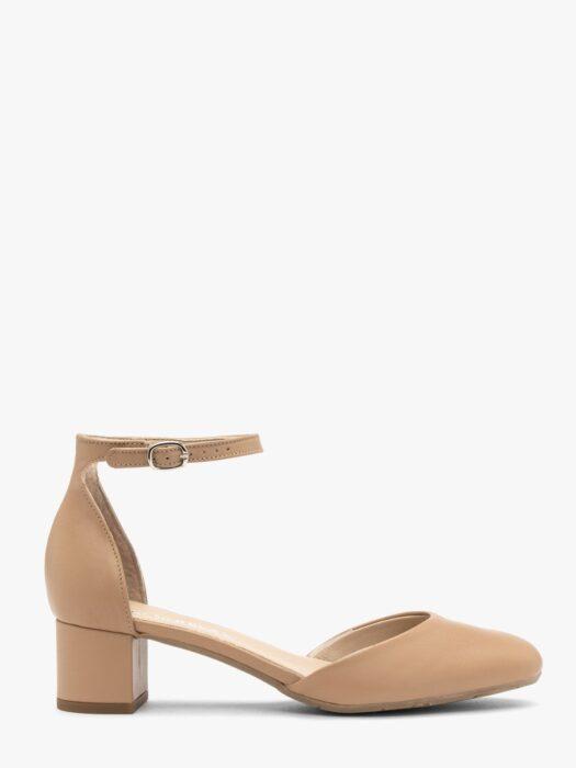 Beżowe czółenka z paskiem wokół kostki SYBILLA-wyprzedaż