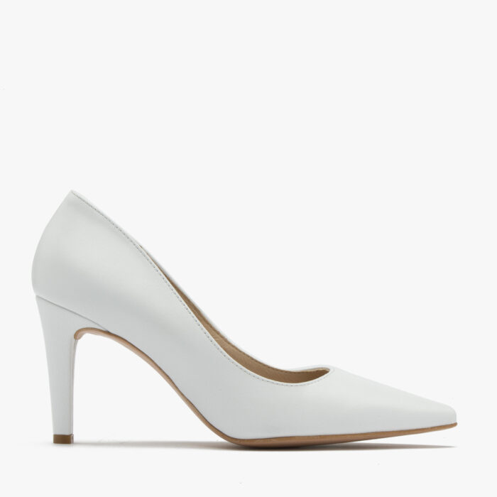 Białe czółenka na szpilce MAYA-wyprzedaż