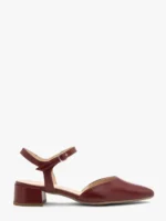 Bordowe czółenka damskie slingback bez pięty-wyprzedaż