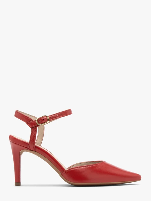 Czerwone czółenka damskie z odkrytą piętą-wyprzedaż