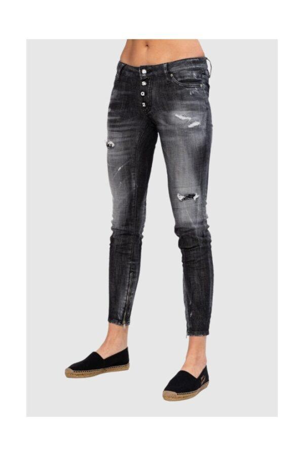 DSQUARED2 Medium waist skinny jeans czarne jeansy damskie-wyprzedaż