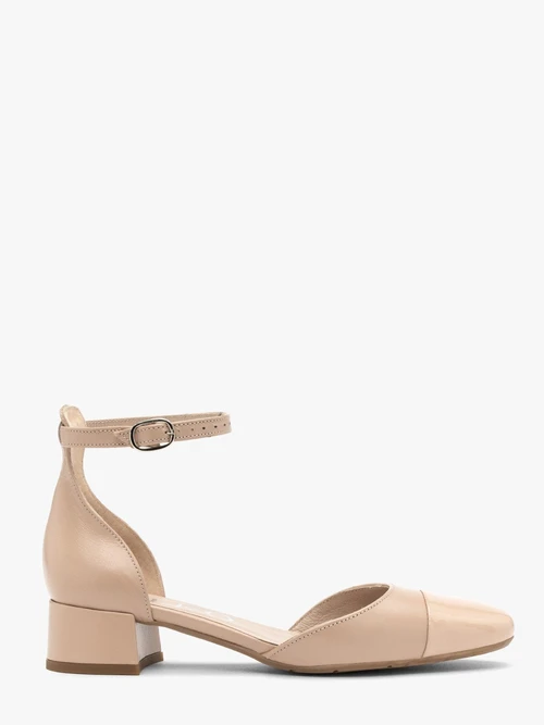 Dwuczęściowe czółenka damskie z lakierowanym noskiem-wyprzedaż