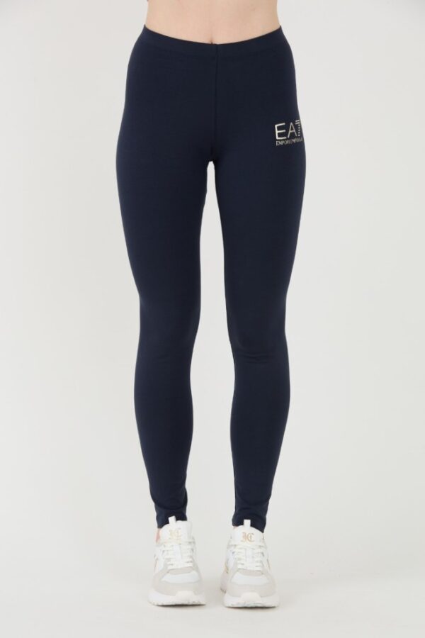 EA7 Granatowe legginsy z małym logo-wyprzedaż