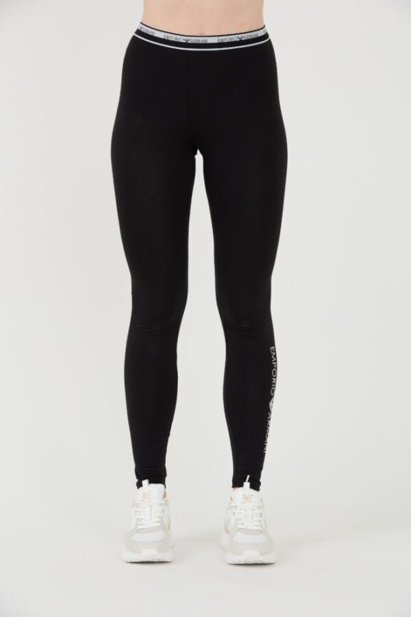 EMPORIO ARMANI Czarne legginsy Stretch Logo-wyprzedaż