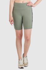 GUESS Zielone legginsy damskie z lampasami-wyprzedaż