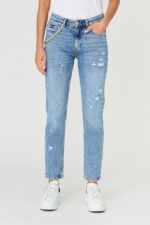 JUST CAVALLI Błękitne jeansy Super Slim Chain-wyprzedaż